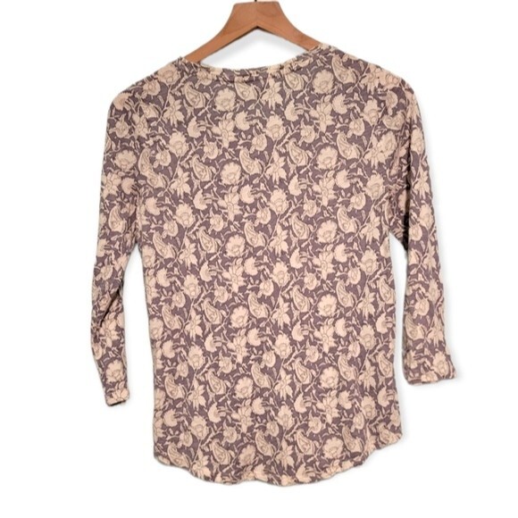 Lucky Brand Gray & Cream Floral Boho Top Size Medium - Picture 2 of 5